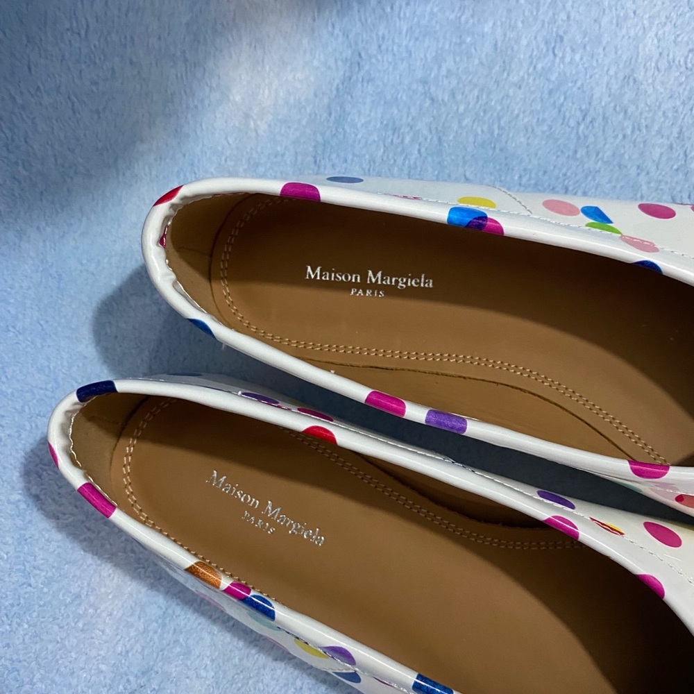 Maison Martin Margiela White Multicolor Polka Dot Tabi Ballet Flats - Picture 4 of 9